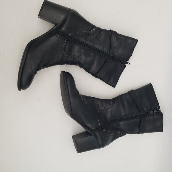Black Leather Boots Heels Made in Italy Womens size 38 or US 7.5 - Picture 9 of 14